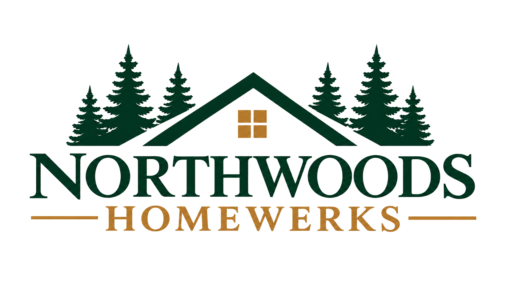 Northwoods Homewerks pine trees and roofline logo